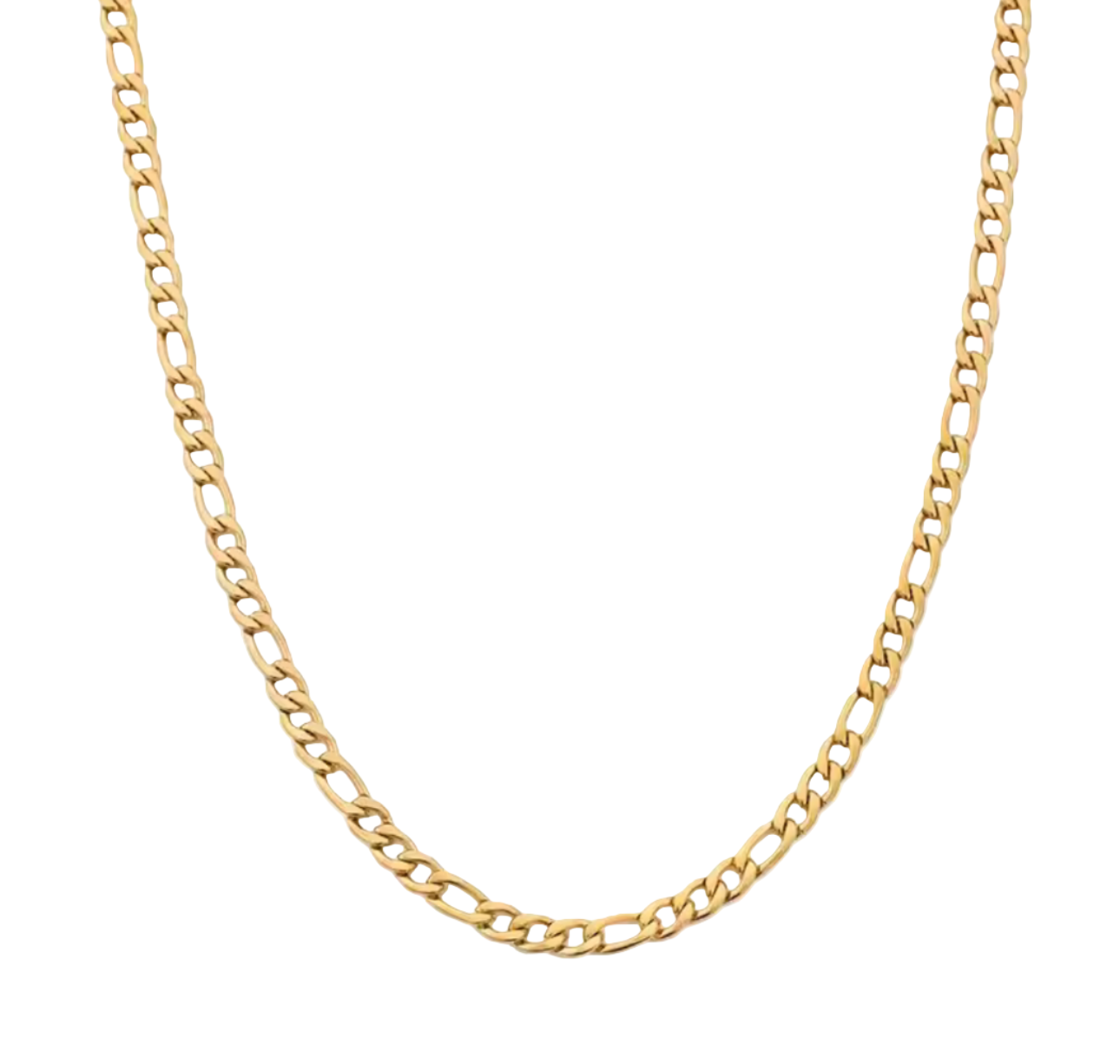 Stainless Steel Figaro Design Chain Necklace 60cm Length Gold