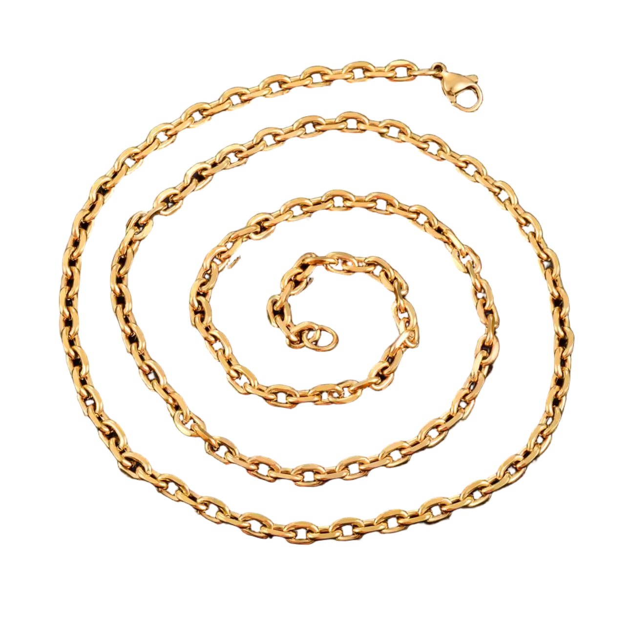 Stainless Steel Cuban O Link Chain Gold