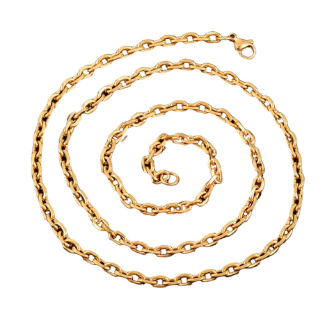 Stainless Steel Cuban O Link Chain Gold