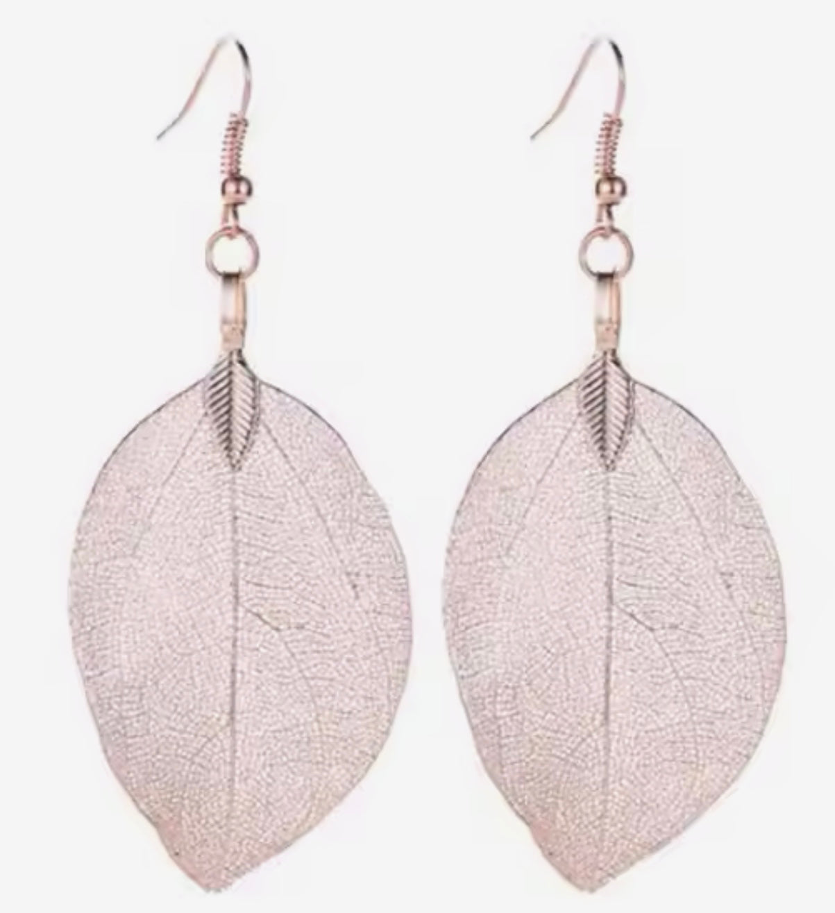 Leaf Shape Dangle Earrings Rose Gold