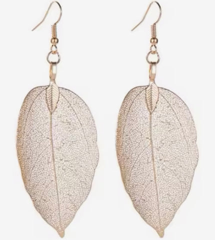 Leaf Shape Dangle Earrings  Gold