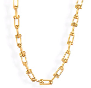 Fashionable Retro U-shaped Horsehoe Chain Necklace Gold