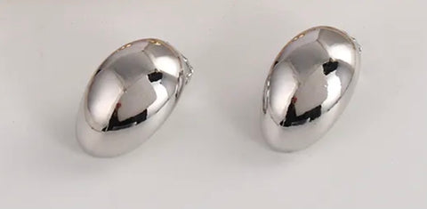 Moon Shape Clip On Earrings Silver