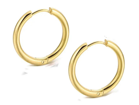 Stainless Steel Hoop Earrings Gold 20mm