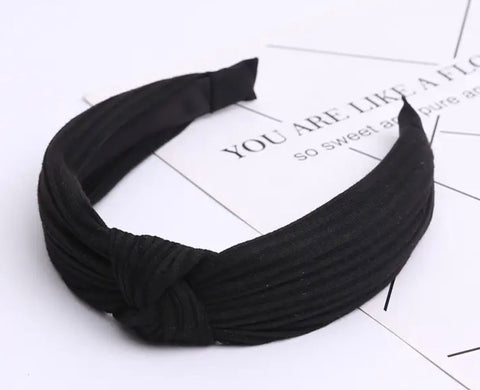 Knotted Fabric Headband Black