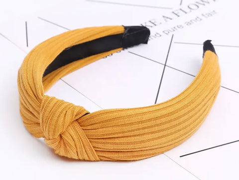 Knotted Fabric Headband Mustard