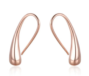 925 Sterling Silver Teardrop Dangle Hook Earring Rose Gold  Plated