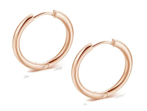 Stainless Steel Hoop Earrings Rose Gold 20mm