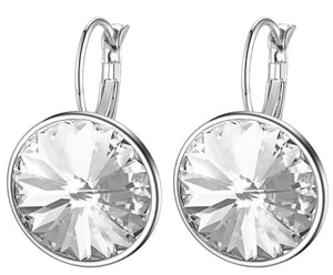 Large Clear Crystal Hoop Earrings Silver