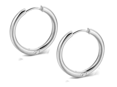 Stainless Steel Hoop Earrings Silver 20mm