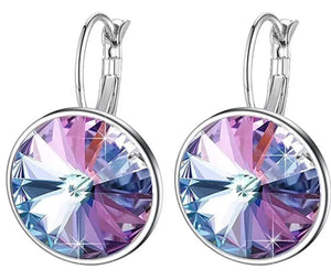 Lilac Crystal Hoop Earrings Silver