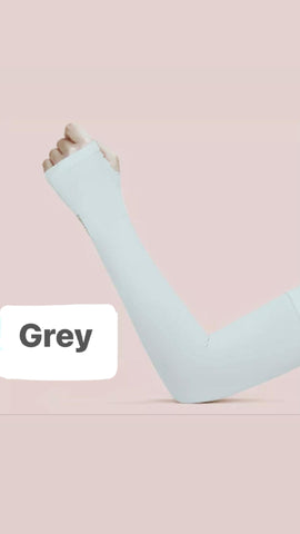 SPF 99.9% And UPF 50+ Protective Sleeves With Hole For Thumb Grey