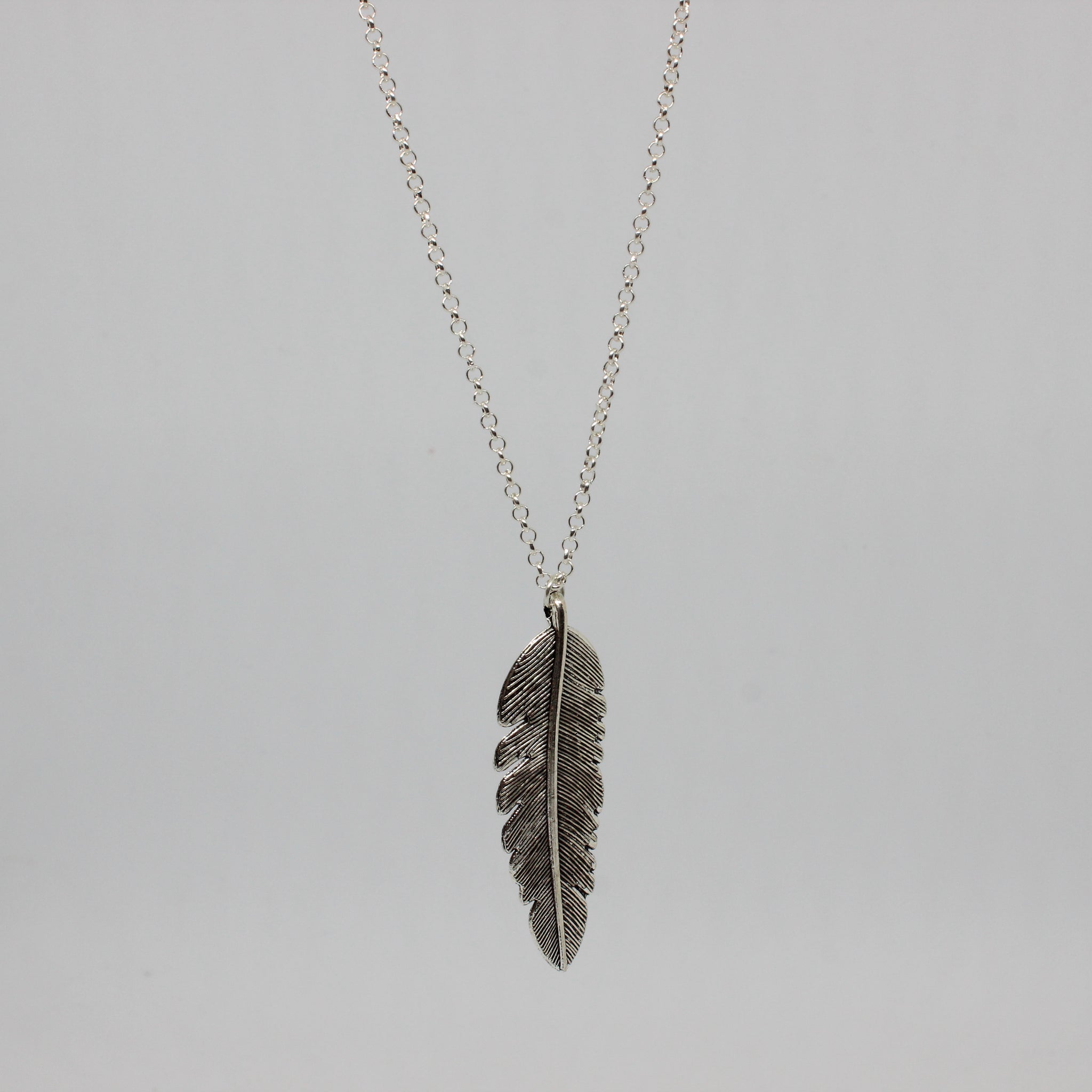 Feather Pendant On Sterling Silver Chain