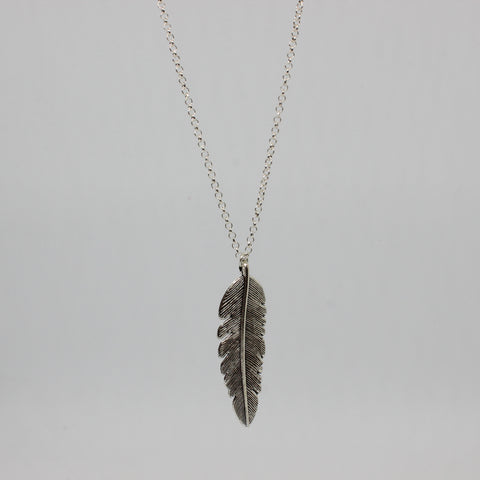 Feather Pendant On Sterling Silver Chain