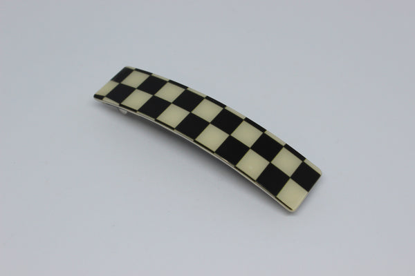 Checkered Snap-on Hair Clip Black