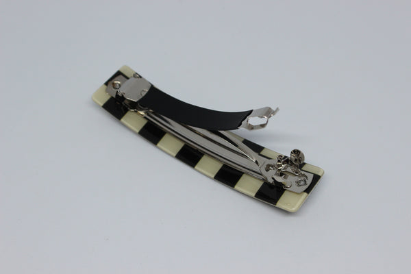 Checkered Snap-on Hair Clip Black