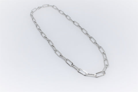 Fashion Paperclip Link Chain Necklace Stainless Steel Silver