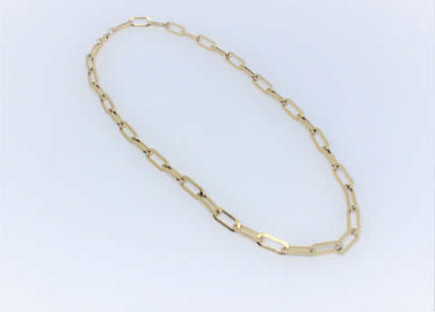 Fashion Paperclip Link Chain Necklace Stainless Steel Gold