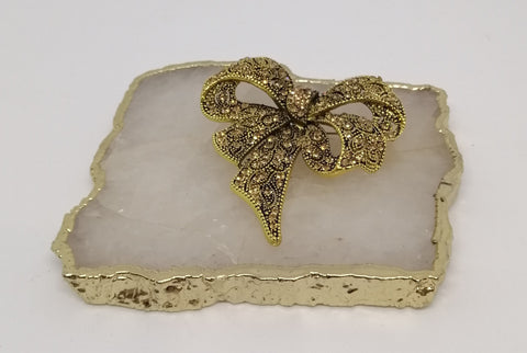 Large Gold Bow Brooch